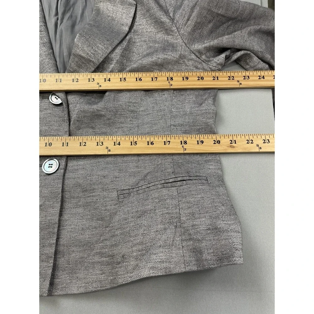 Talbots Womens Blazer Jacket 16 Gray Silver Holiday Party Cocktail Linen‎ Blend